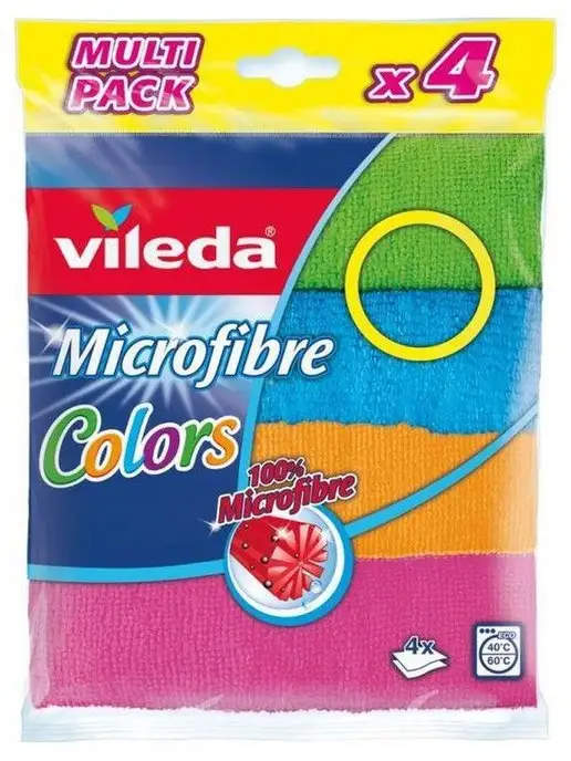 vileda Салфетки из микрофибры Colors, 4 шт