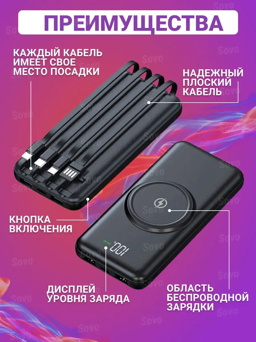 Power Bank на 20000 mah Повербанк SOVO купить по цене 913 ₽ в  интернет-магазине Wildberries | 165862199