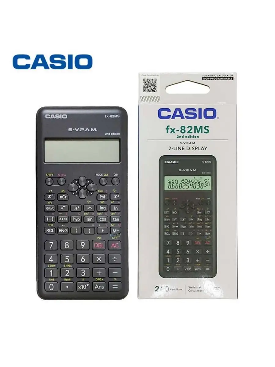 Непрограммируемый калькулятор FX-82MS-2 сертификат ОГЭ и ЕГЭ CASIO купить  по цене 1 300 ₽ в интернет-магазине Wildberries | 166136159