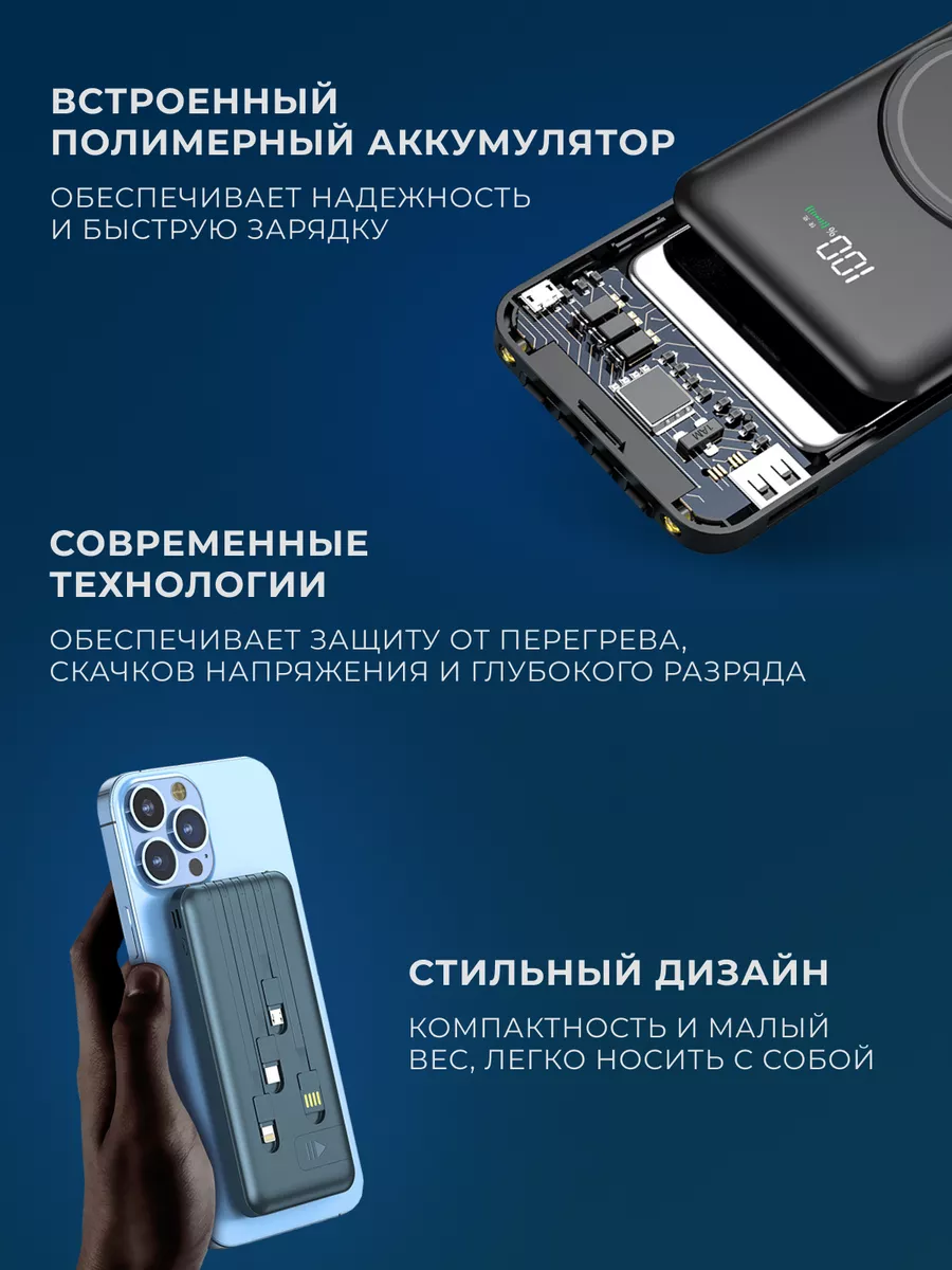 Повербанк 10000 mAh беспроводной Power Bank портативный Envitec купить по  цене 0 р. в интернет-магазине Wildberries в Беларуси | 167337304