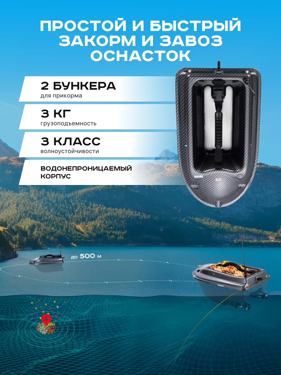 Boatman Прикормочный кораблик Actor Plus Pro Carbon (эхолот + GPS)