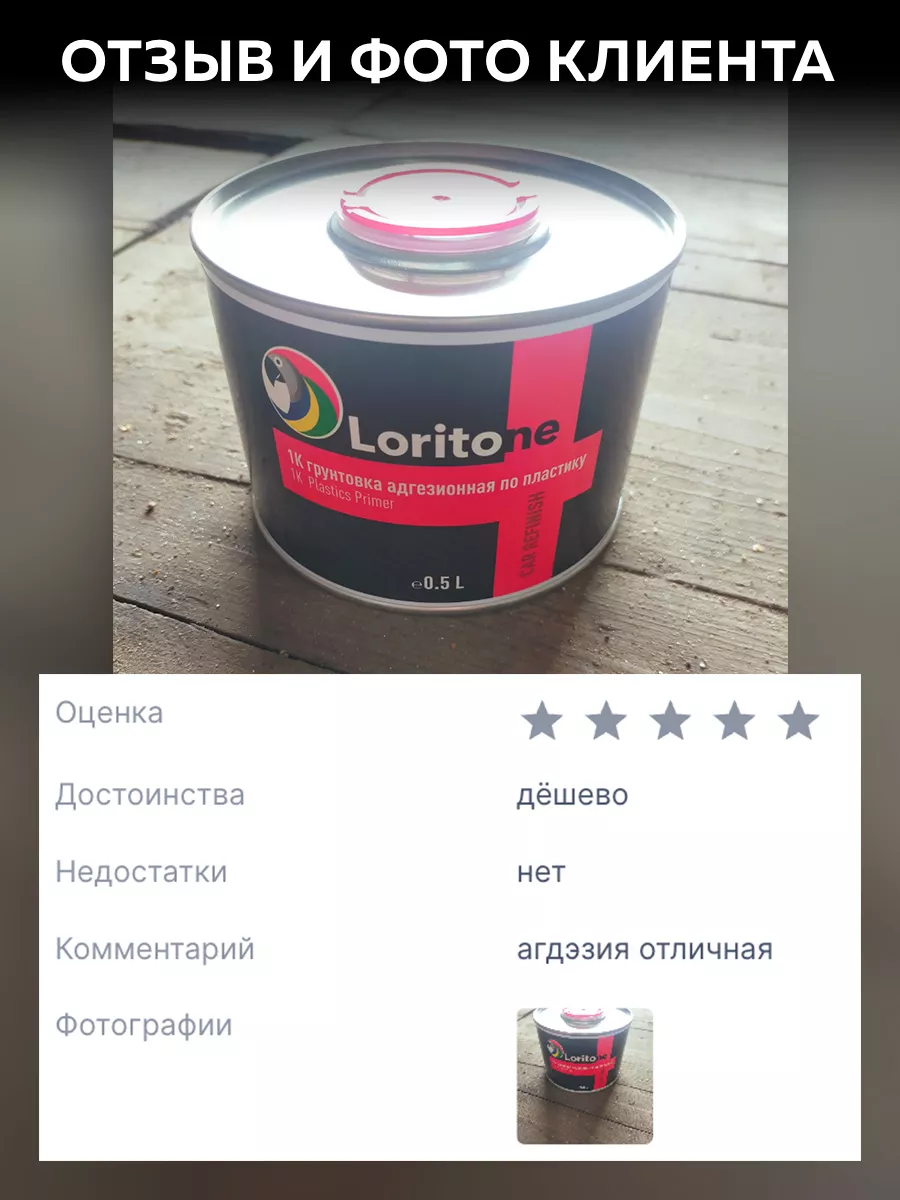 Loritone Грунт адгезионный по пластику 1k с серебром 0,5 л