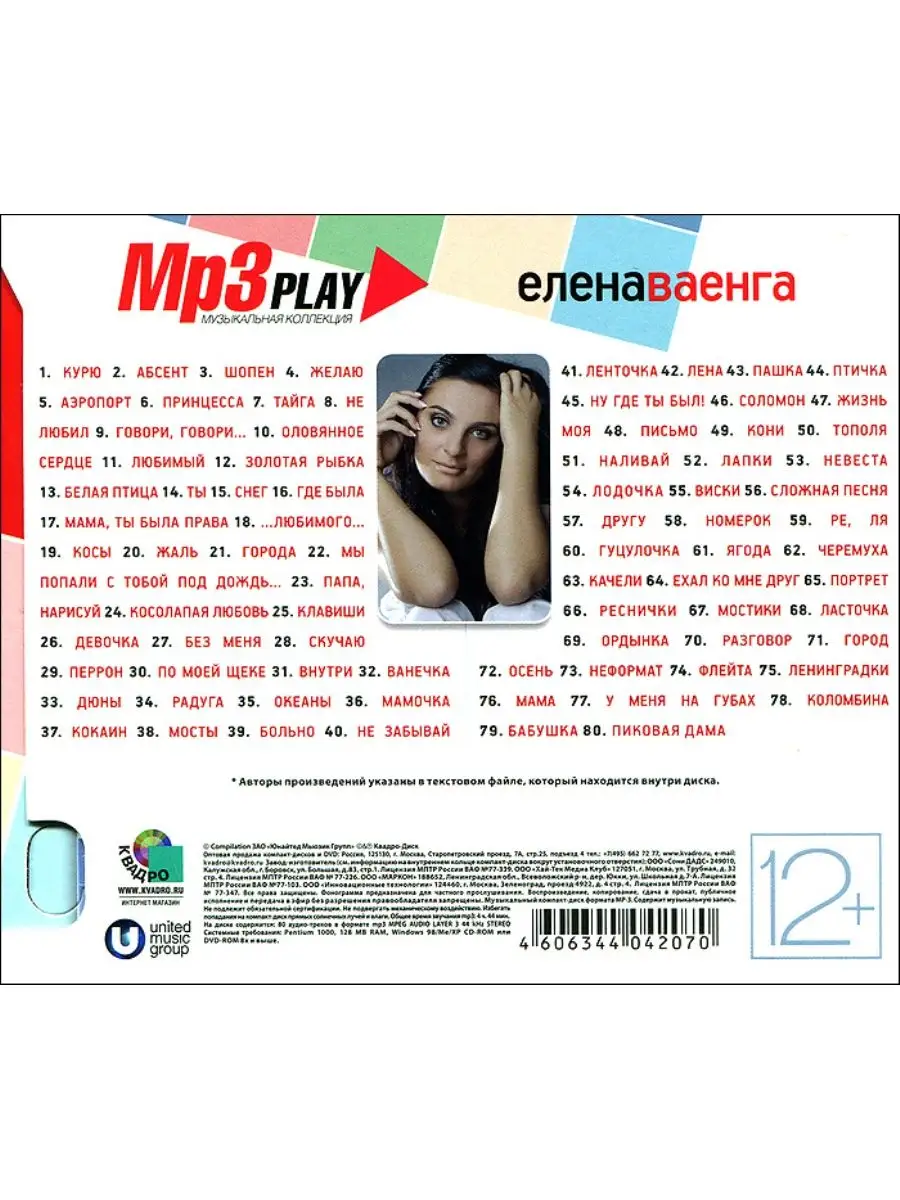 Елена Ваенга MP3 Play Музыкальная Коллекция (MP3) Spika Music купить по  цене 45,30 р. в интернет-магазине Wildberries в Беларуси | 168309552