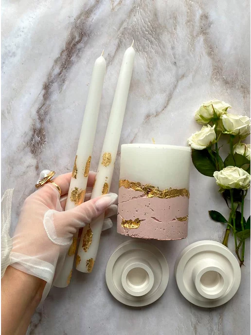 Новый дизайн белый утюг высокий держатель свечи для свадебной свечи