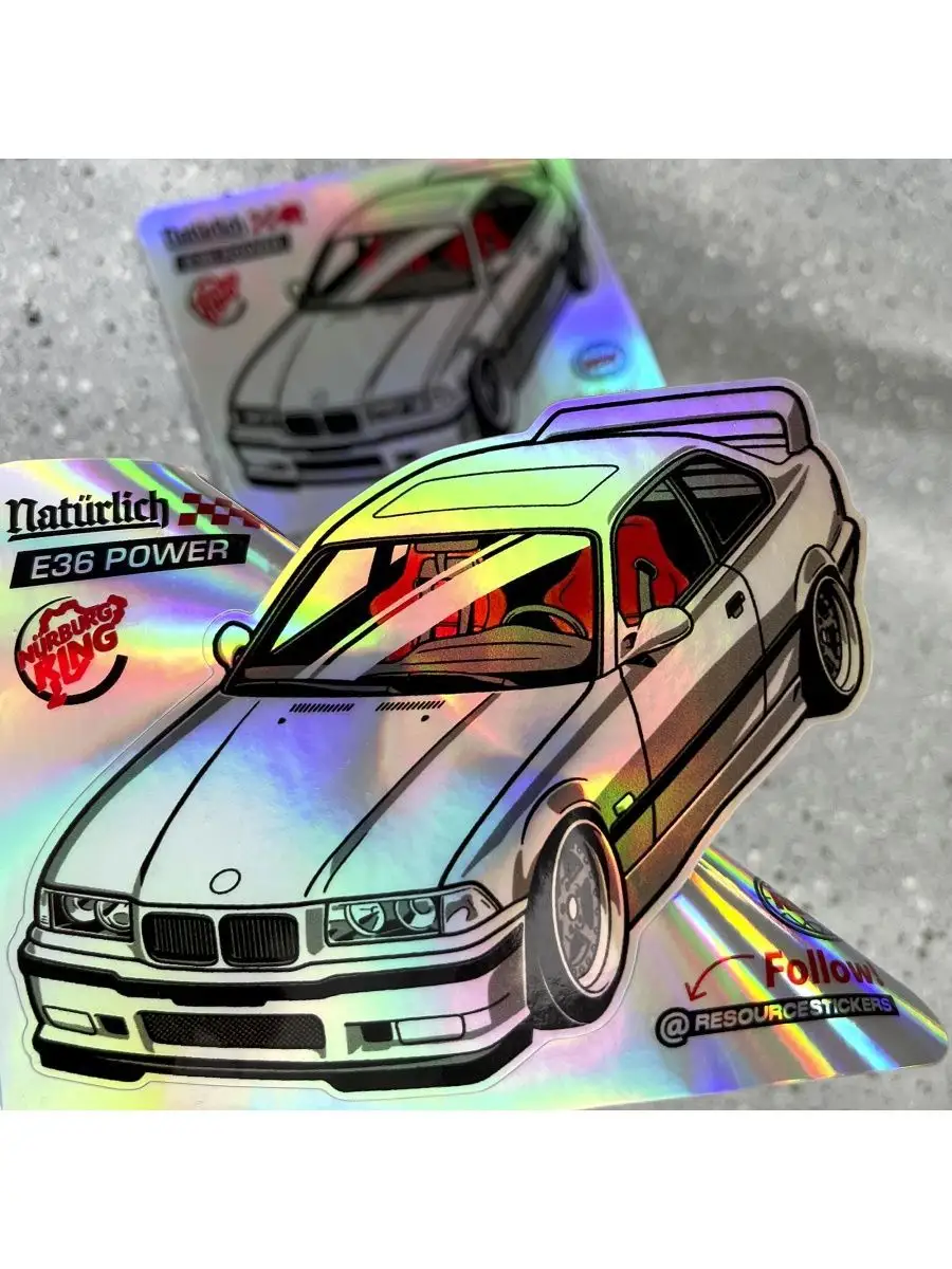 Resource Stickers Наклейка на авто BMW E36 power голография 10х8