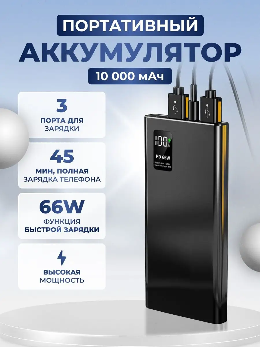 Power bank Повербанк 10000mAh внешний аккумулятор купить по цене 31,98 р. в  интернет-магазине Wildberries в Беларуси | 169043028