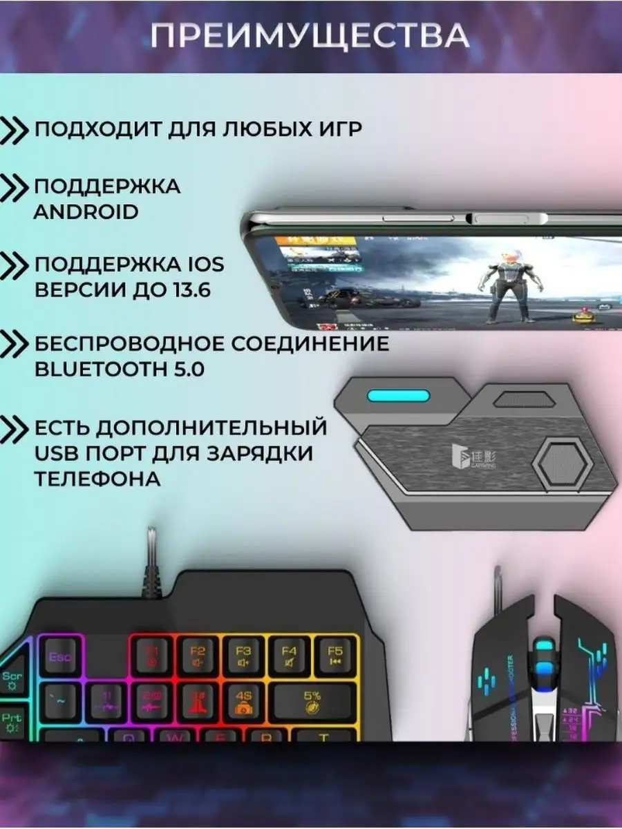 Игровой комплект клавиатура и мышь для телефона House Harmony купить по  цене 1 504 ₽ в интернет-магазине Wildberries | 170098159