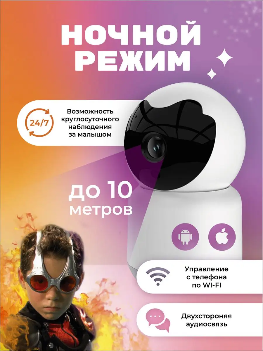 Видеоняня Камера видеонаблюдения wi-fi дома детей и животных