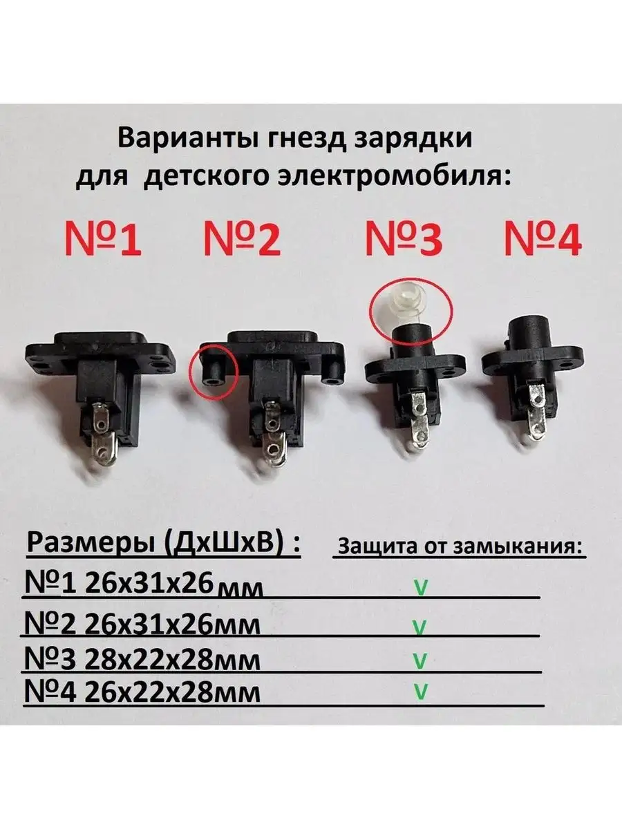 Гнездо зарядки для детского электромобиля №3 WBRus купить по цене 337 ₽ в  интернет-магазине Wildberries | 170350732