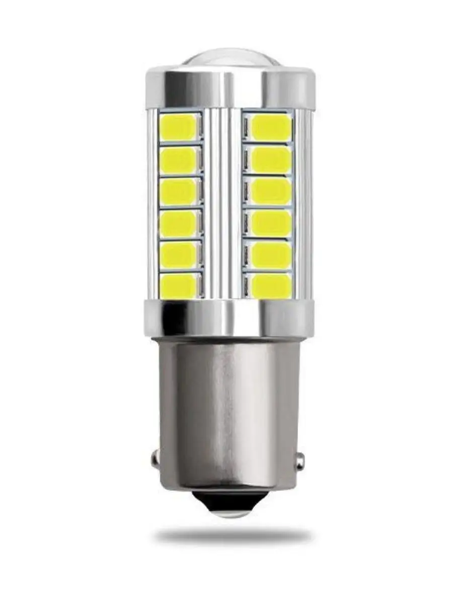 Автолампа 12V алюминевая 33SMD линза белая 1 контактная Auto-mk купить по  цене 237 ₽ в интернет-магазине Wildberries | 171343909