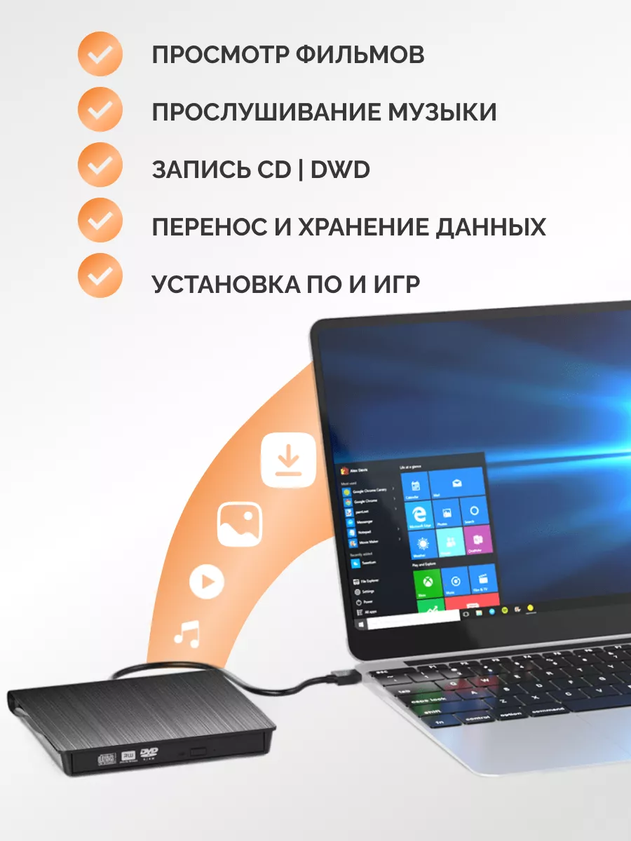 Внешний оптический привод CD DVD-RW USB 3.0