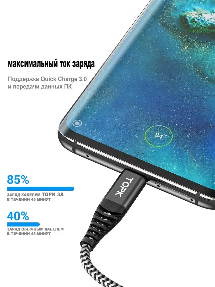 TOPK Кабель type-c usb для зарядки и передачи данных