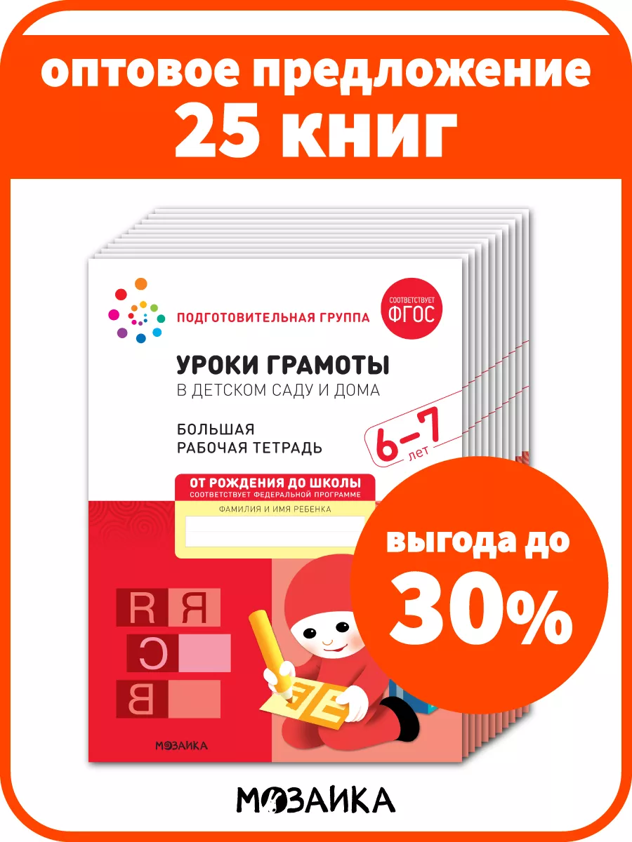 Набор рабочие тетради уроки грамоты для детей 6+ ОТ РОЖДЕНИЯ ДО ШКОЛЫ  купить по цене 3 558 ₽ в интернет-магазине Wildberries | 171606299