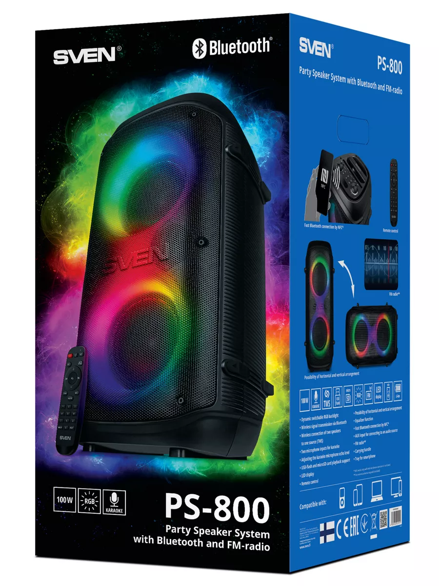 Sven Колонка беспроводная bluetooth портативная Sven PS-800