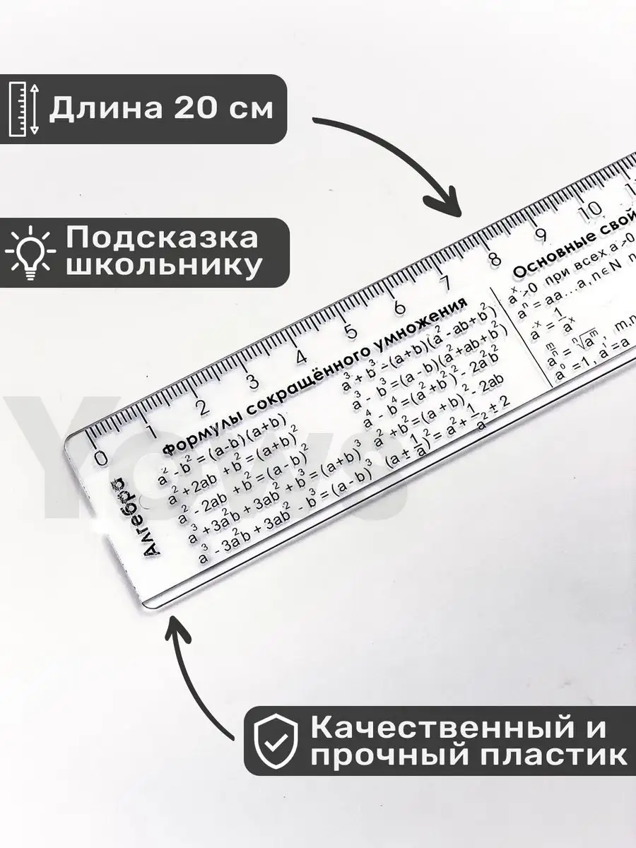 Справочные линейки шпаргалки, набор 4 шт подсказок формул