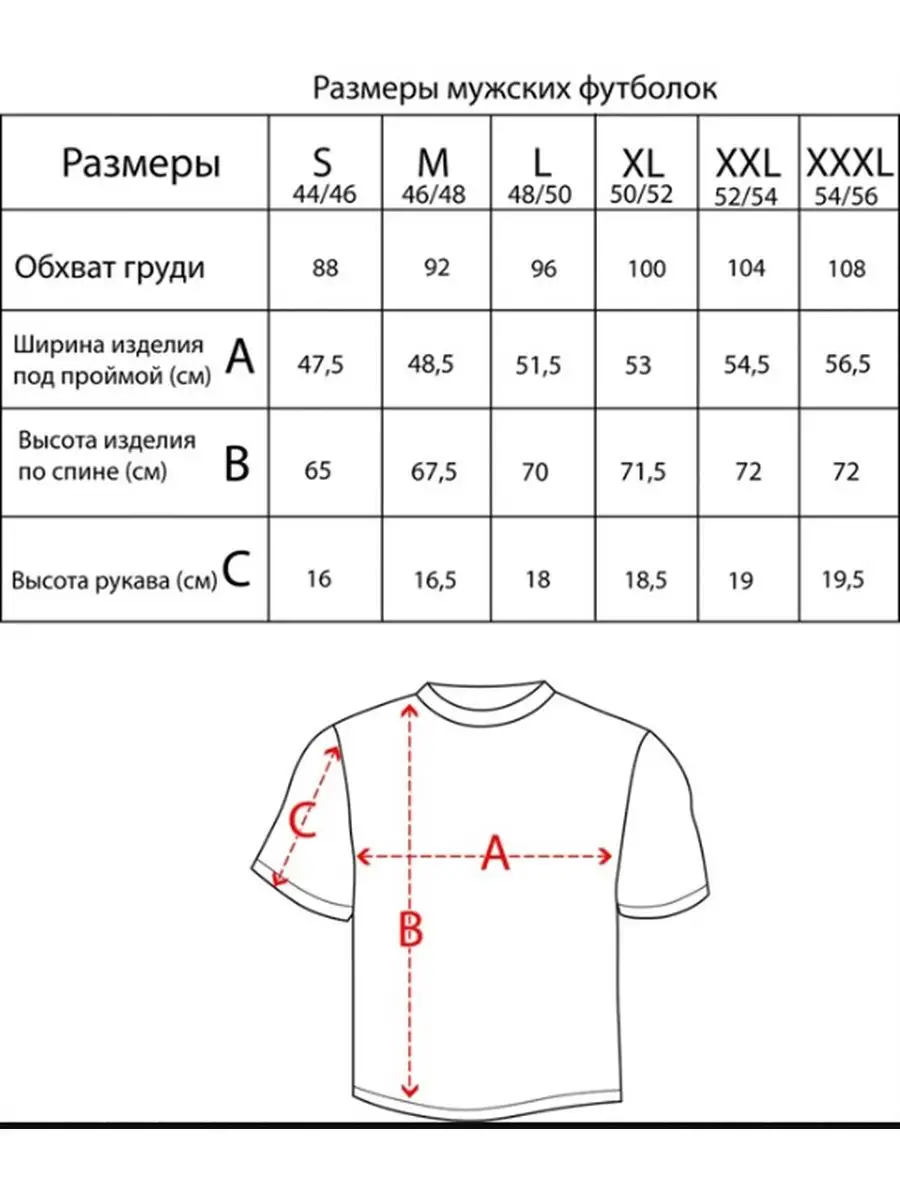 Размеры футболок мужских таблица