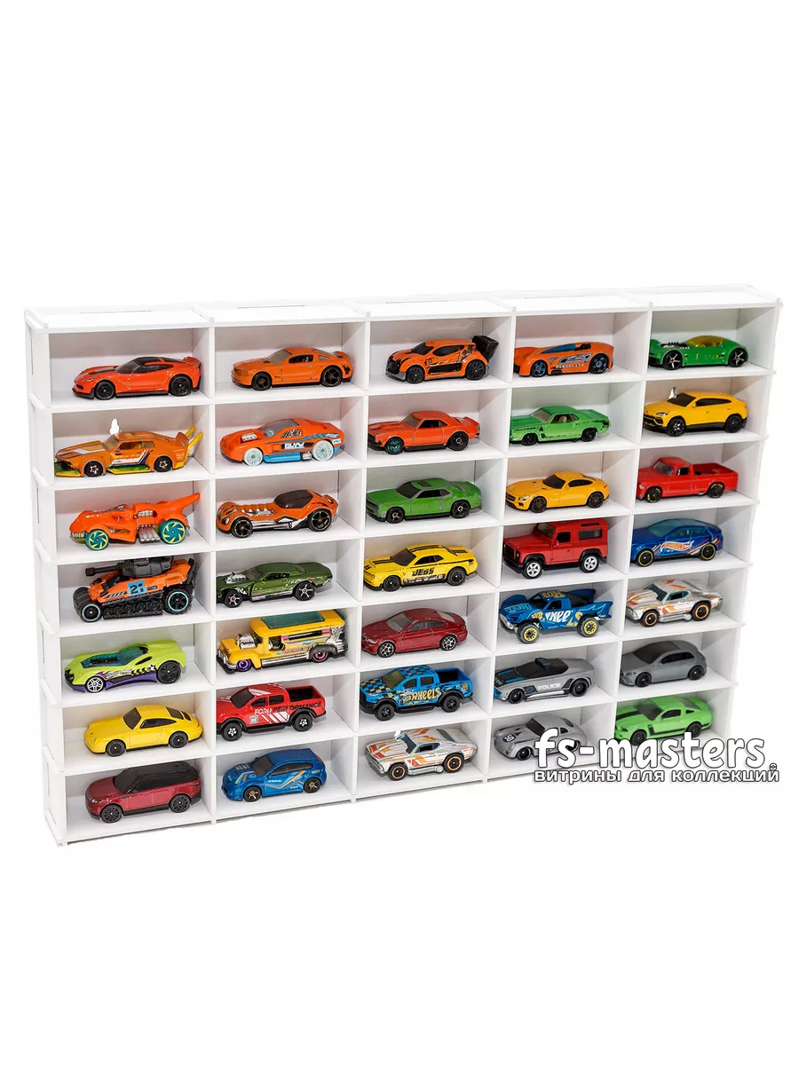 Полка гараж для машин Hot Wheels 1 64 35 ячеек. В сборе FS-masters купить  по цене 1 605 ₽ в интернет-магазине Wildberries | 173081131