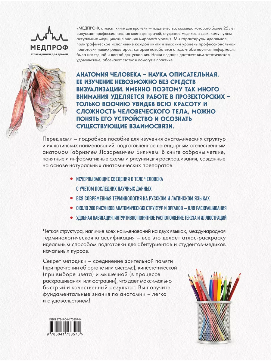 МЕДПРОФ Анатомия русско-латинский атлас-раскраска Эксмо купить по цене 1  516 ₽ в интернет-магазине Wildberries | 173633526