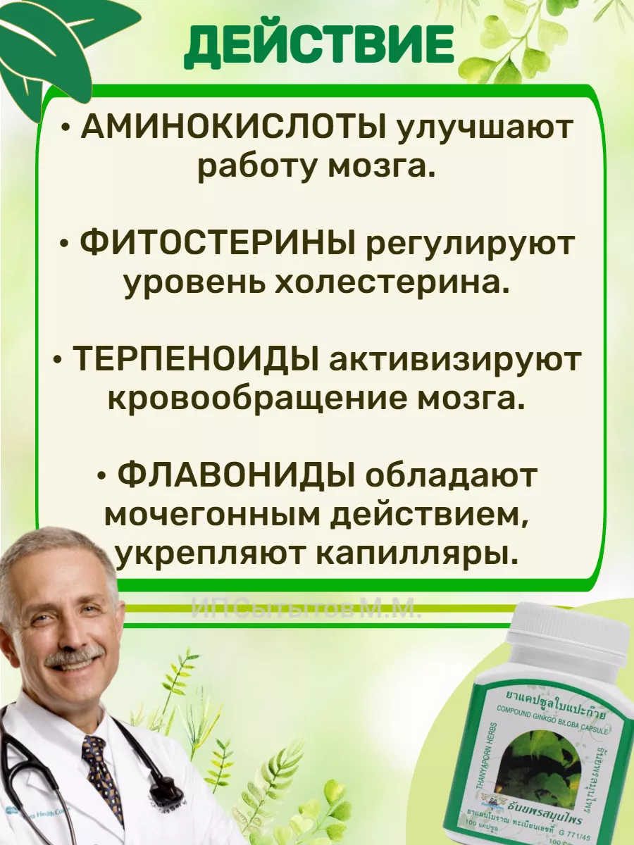 Гинкго билоба препарат капсулы для мозга и памяти Thanyaporn купить в  интернет-магазине Wildberries в Армении | 173694487