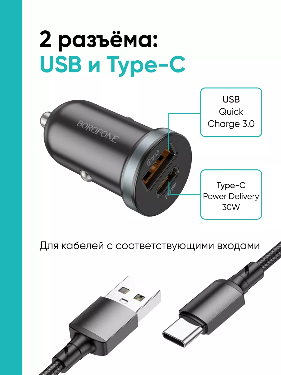 Автомобильное зарядное устройство для телефона USB Type-C Рукастый Джонни  купить по цене 638 ₽ в интернет-магазине Wildberries | 173856718