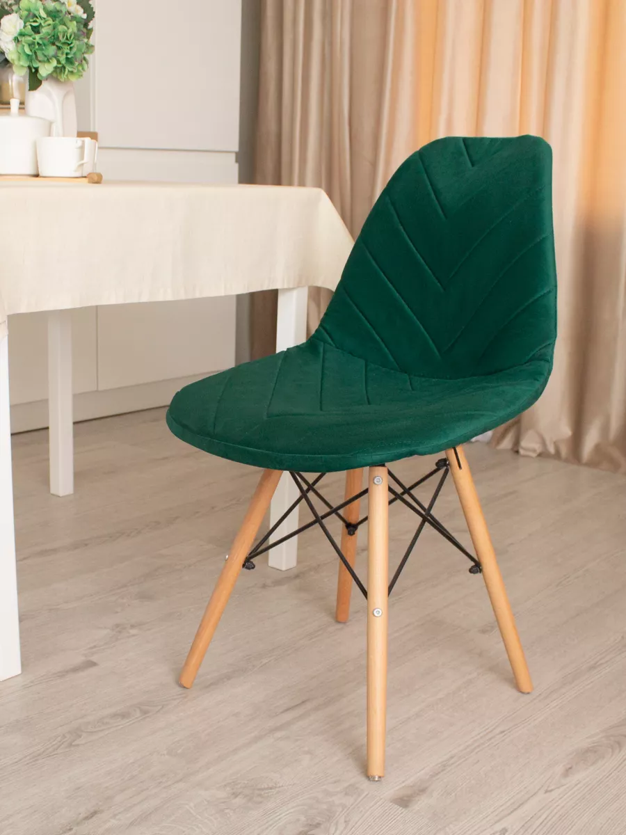 Чехол на стул Eames DSW из велюра CHIEDOCOVER, 40х46, елка