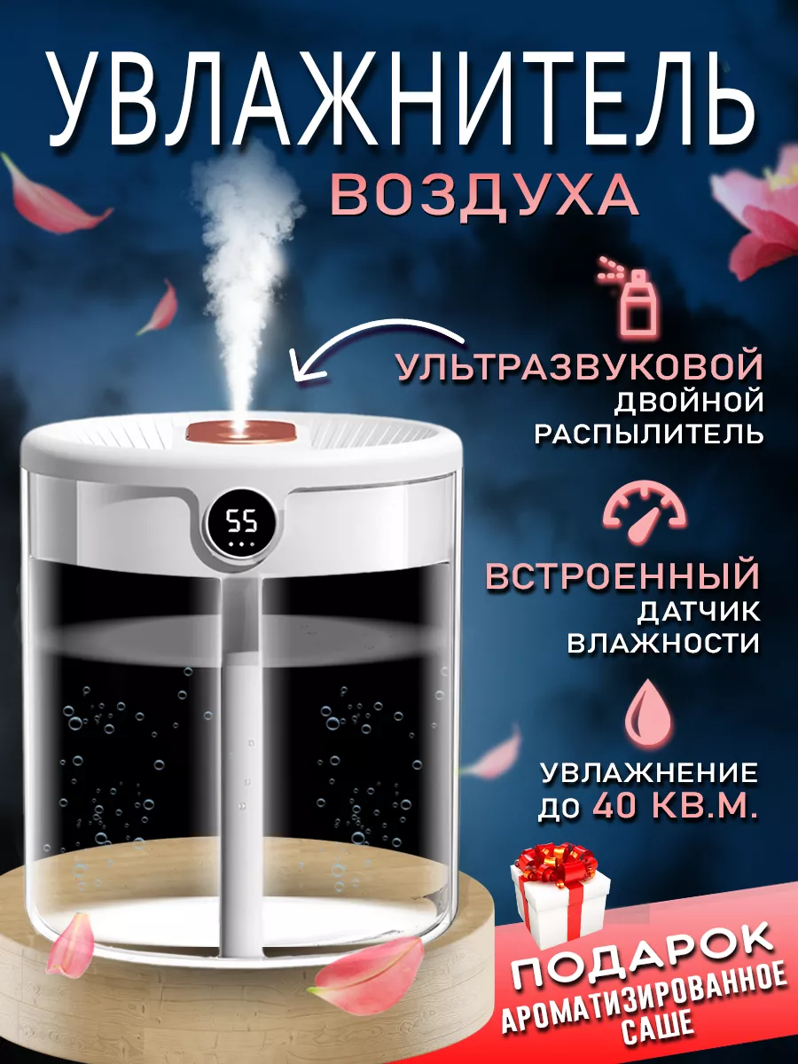 Увлажнитель воздуха с ночником и аромадиффузором Humidifier купить по цене  913 ₽ в интернет-магазине Wildberries | 174546644