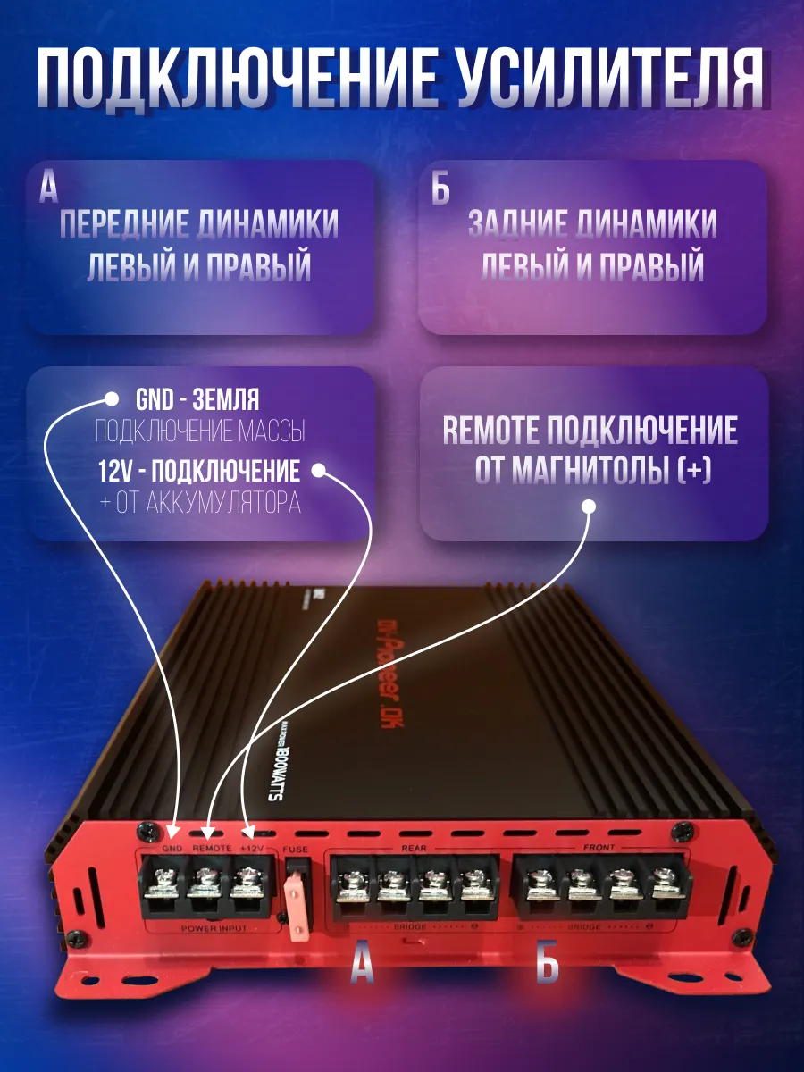 Усилитель автомобильный Dv Pioneer ok 4х канальный World of Technology  купить по цене 2 996 ₽ в интернет-магазине Wildberries | 174602410