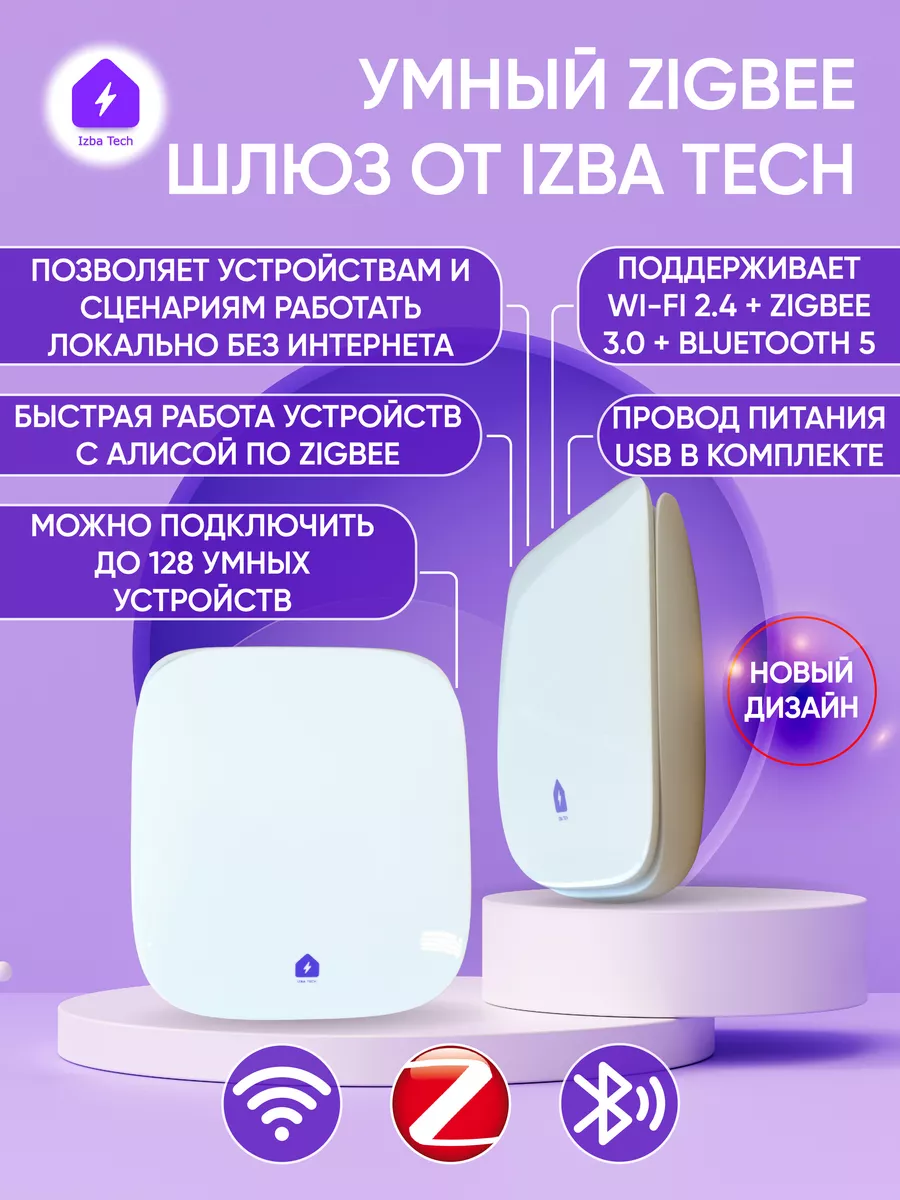 Шлюз Tuya Zigbee 3.0 с WIFI+BLE 5.0 Izba Tech - Умный дом купить по цене 2  333 ₽ в интернет-магазине Wildberries | 175145978