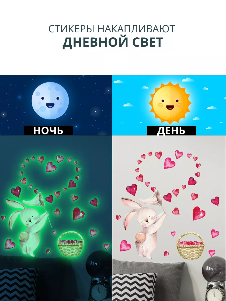 Anshery Наклейки интерьерные на стену светящиеся для детей