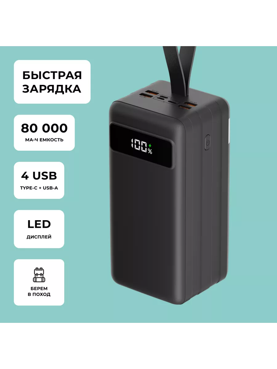 Deppa (craft pack) Внешний аккумулятор NRG Turbo V2 80000 mAh