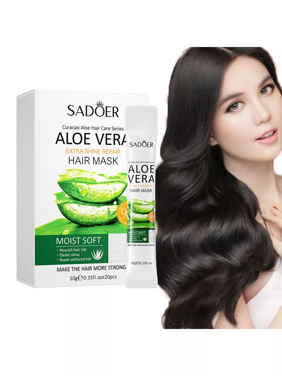 Маска для волос увлажняющая и питающая с Aloe Vera SADOER купить по цене  153 ₽ в интернет-магазине Wildberries | 176033709