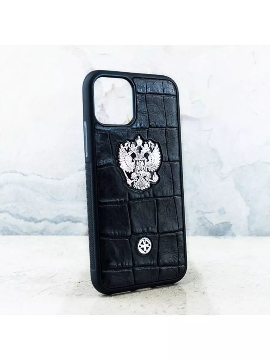 Euphoria HM Premium Чехол iPhone 15 Pro - Euphoria Герб РФ Croc Leather