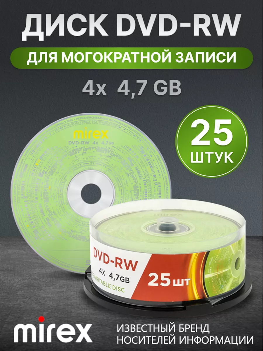 Mirex Диски болванкии DVD-RW 4X 4,7 ГБ, 25 шт. UL130032A4M