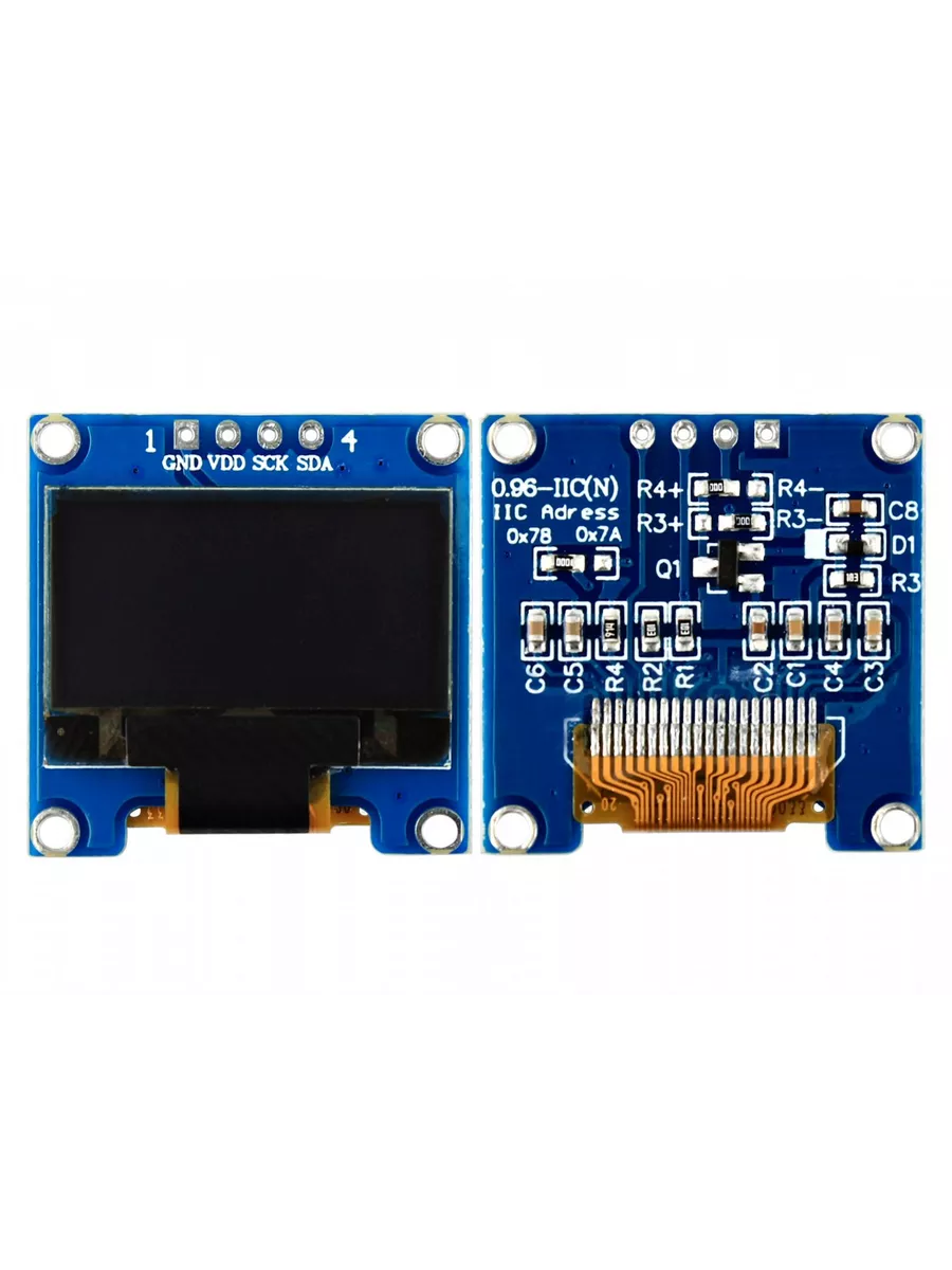 Oled дисплей 0.96 I2C 128х64 (Синий и Белый) (2 ШТ) Arduino купить по цене  26,97 р. в интернет-магазине Wildberries в Беларуси | 176736767