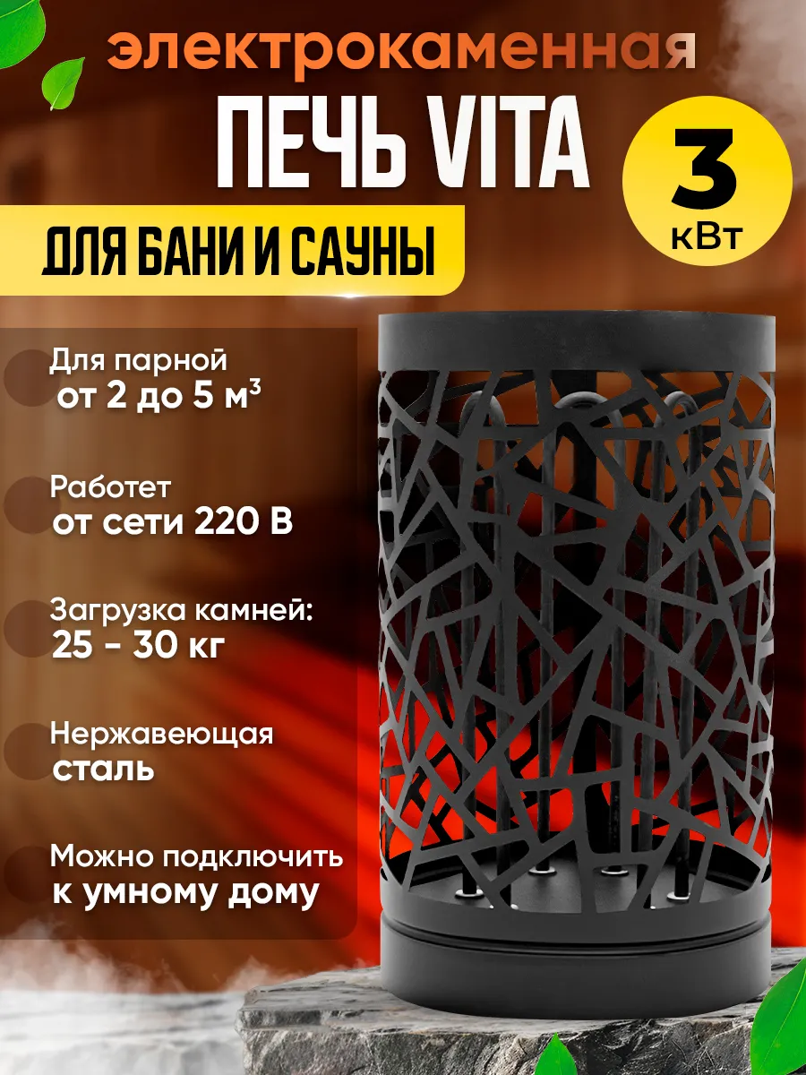 Печь каменка электрическая на 3 кВт углеродистая сталь HELICON купить по  цене 513,65 р. в интернет-магазине Wildberries в Беларуси | 176808798