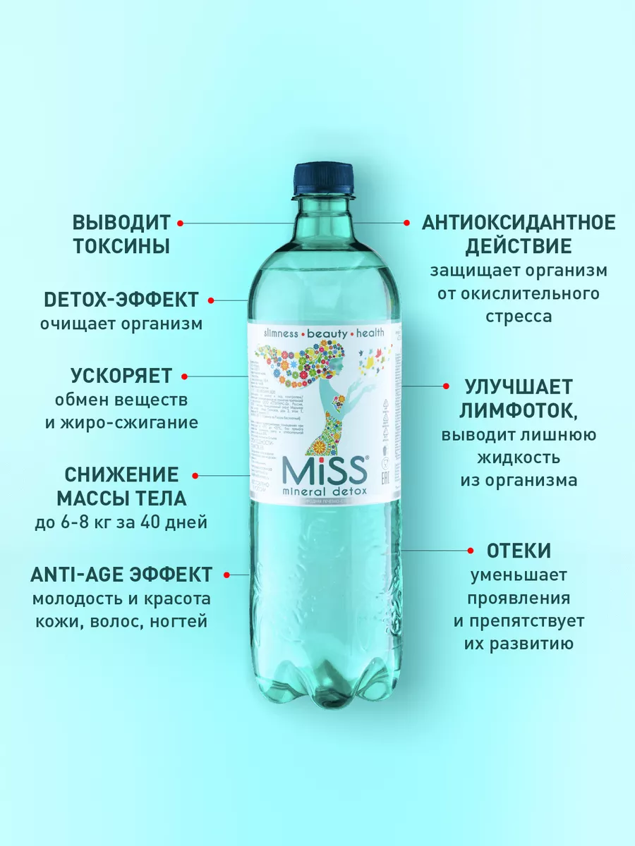 Минеральная вода лечебно-столовая MISS mineral detox купить по цене 799 ₽ в  интернет-магазине Wildberries | 177354060