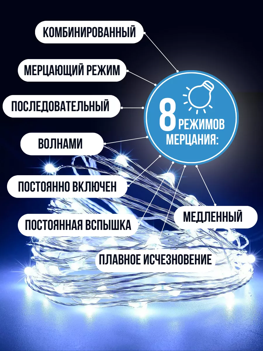 Гирлянда раса 50 метров MGir купить по цене 532 ₽ в интернет-магазине  Wildberries | 178282026