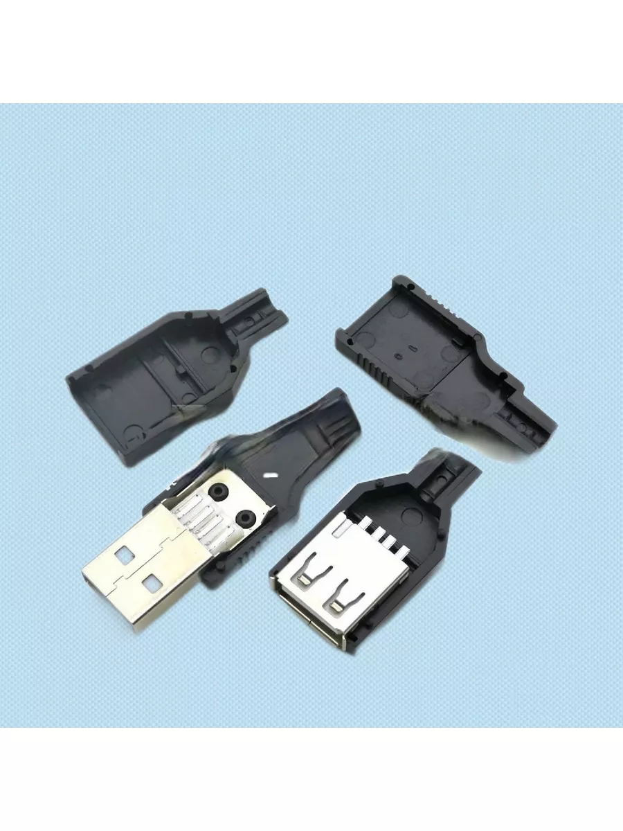 Разъем USB-A гнездо USB-A пластик разборный на кабель