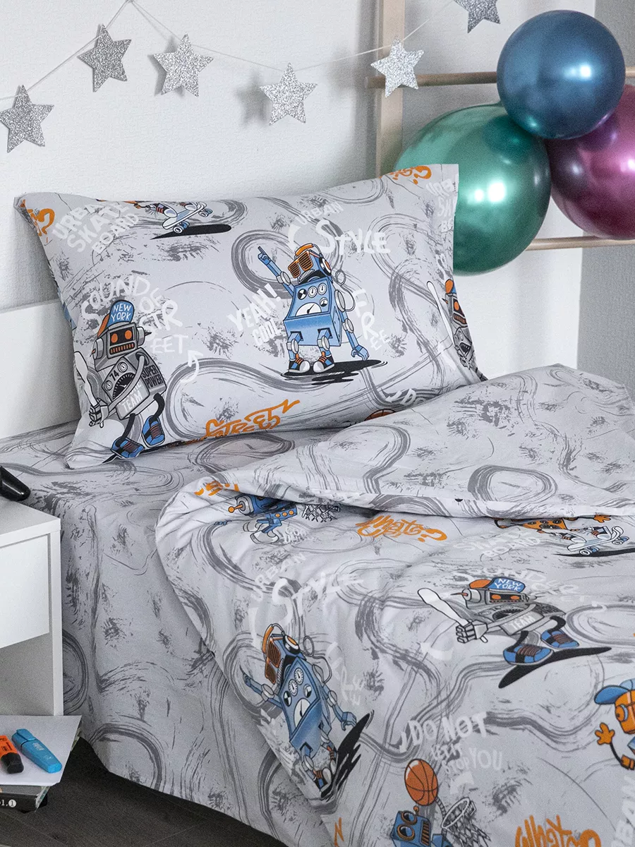 Постельное белье 1.5 спальное для подростков Роботы LaNotta Kids купить по  цене 2 178 ₽ в интернет-магазине Wildberries | 178729667