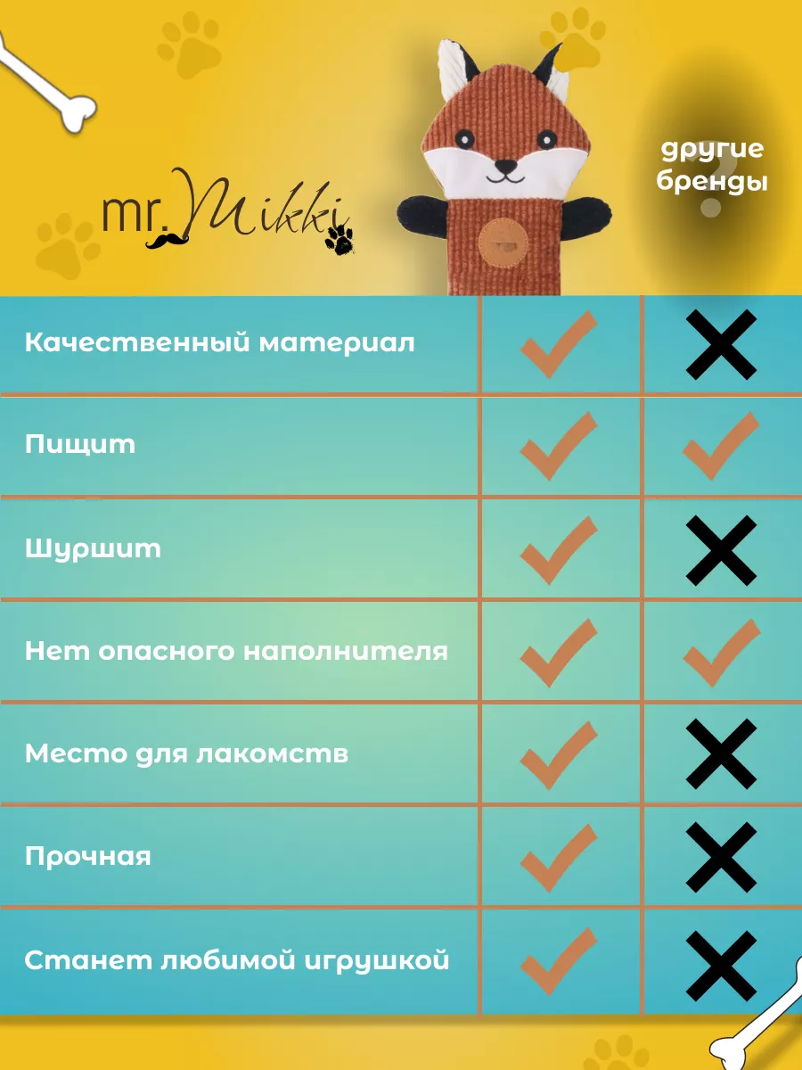 Mr. Mikki Игрушка для собак мягкая с пищалкой и шуршалкой