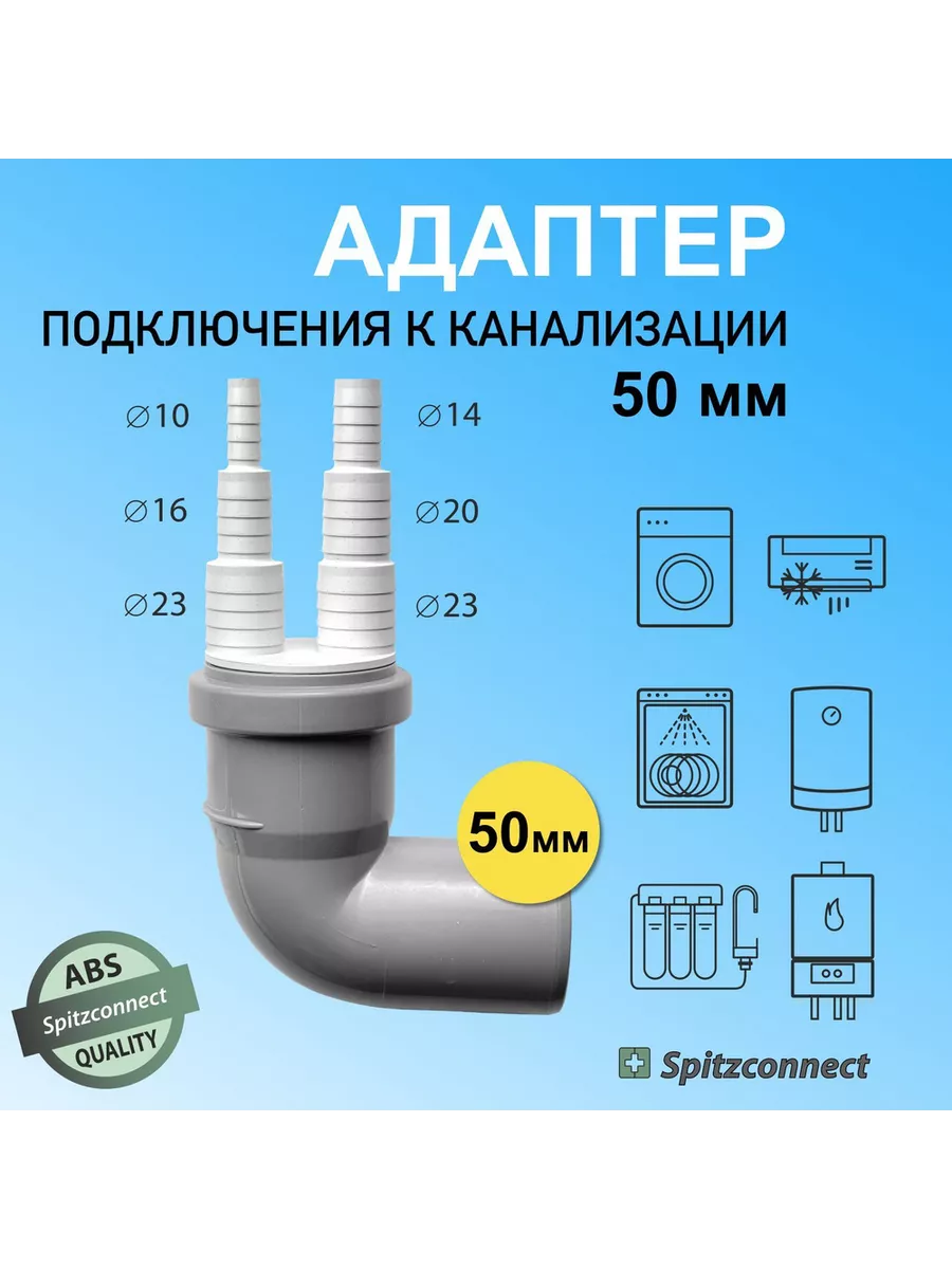 Соединитель для сливного шланга 90 градусов Spitzconnect купить по цене 440  ₽ в интернет-магазине Wildberries | 180348249