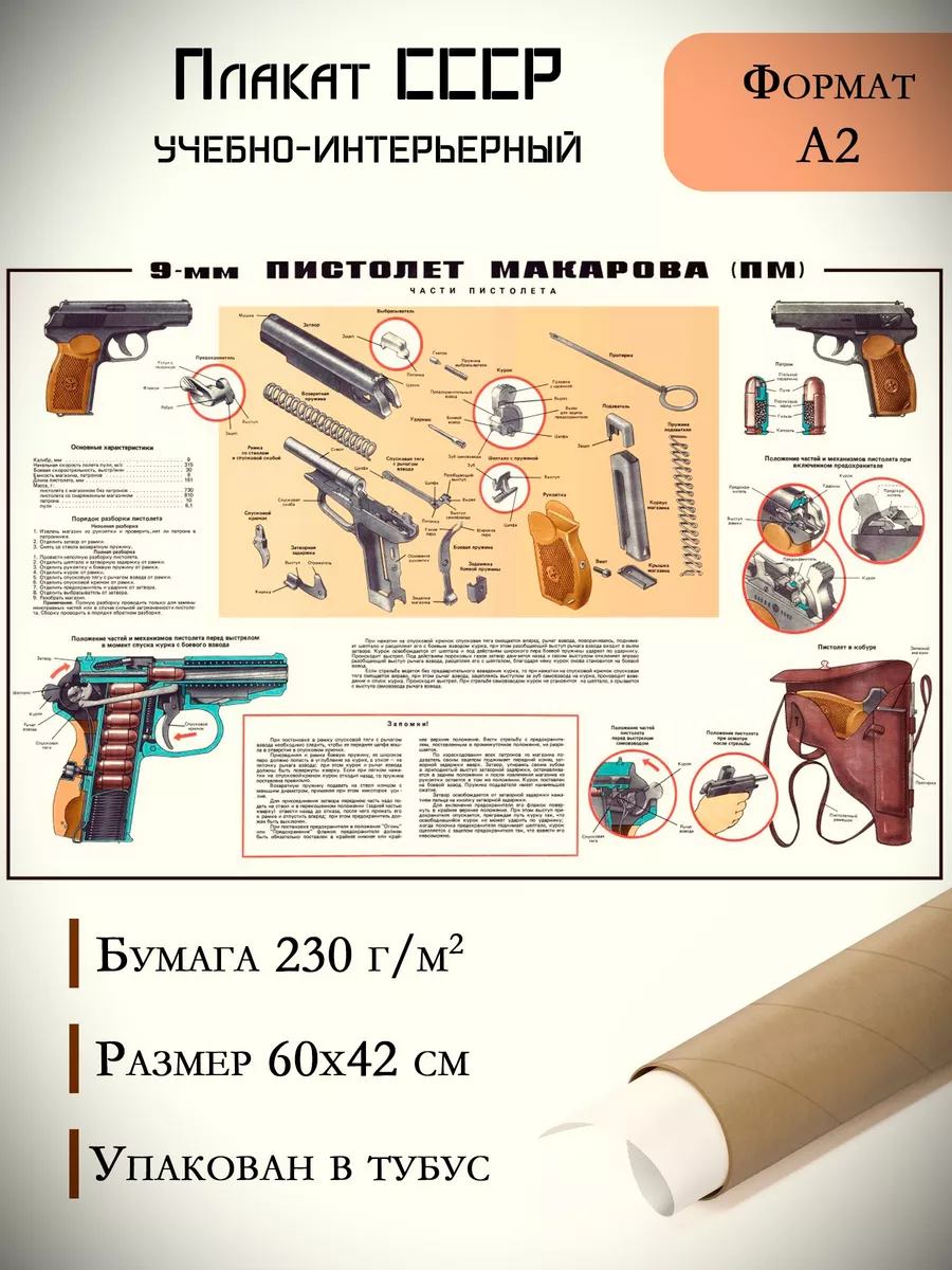 Плакат 9-мм Пистолет Макарова постер А2 плакат 42х60см СпецИзделия купить  по цене 16,77 р. в интернет-магазине Wildberries в Беларуси | 180419864