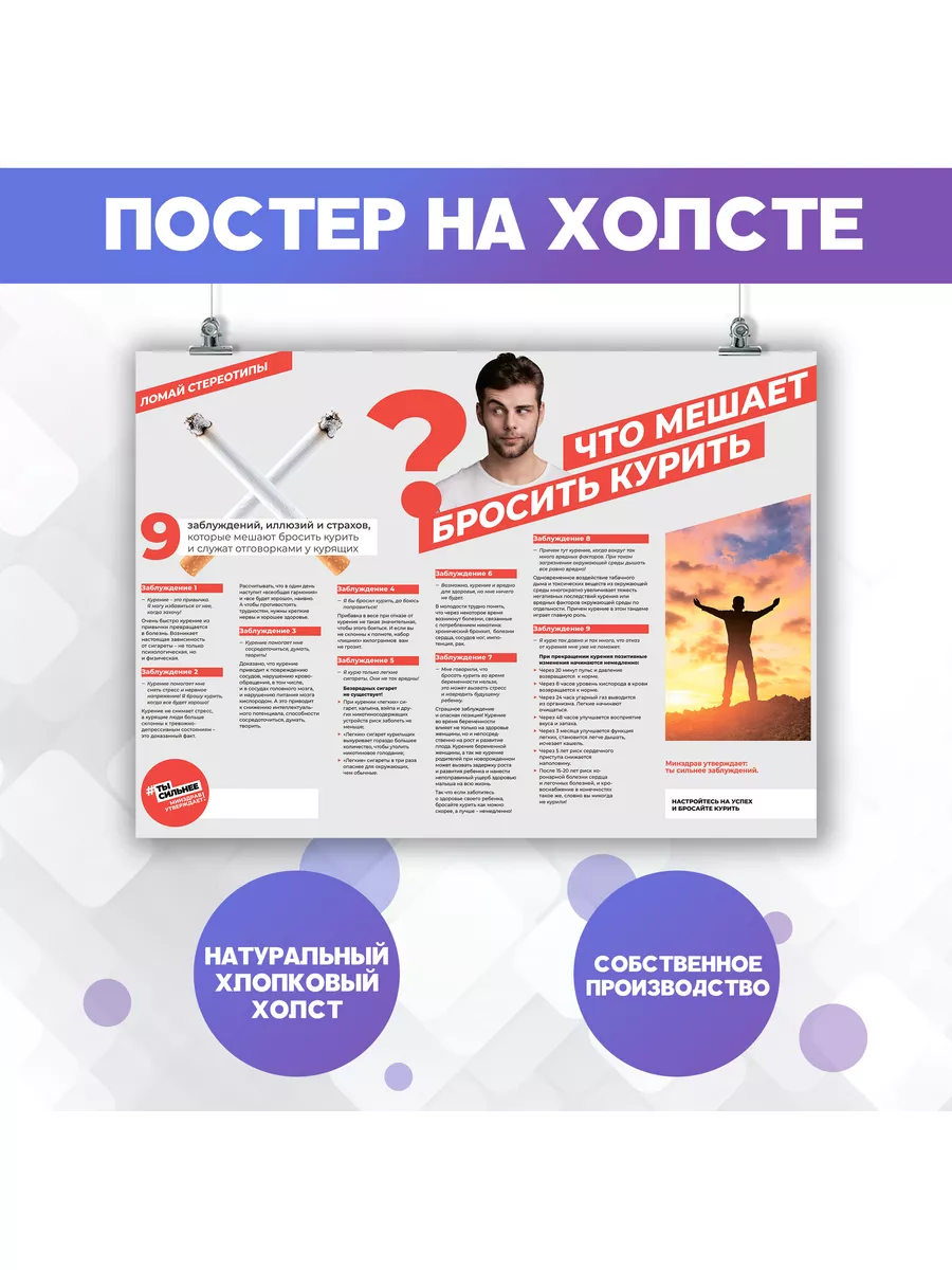 PosterNak Постер Борьба с курением вредные привычки (1) 40х60 см