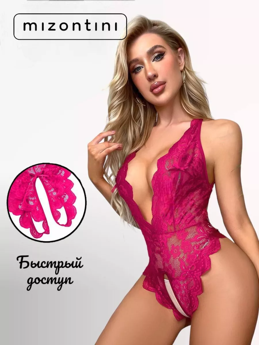 Mizontini Сексуальное кружевное нижнее белье боди с доступом 18+ +