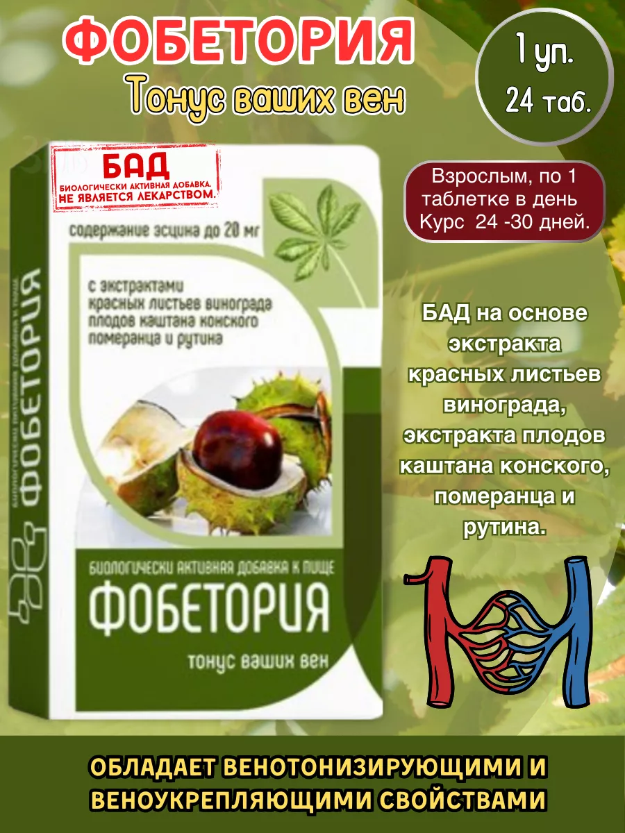 Фобетория 24 таб.*1уп. Венотоник Фарм-про купить по цене 435 ₽ в  интернет-магазине Wildberries | 182177986