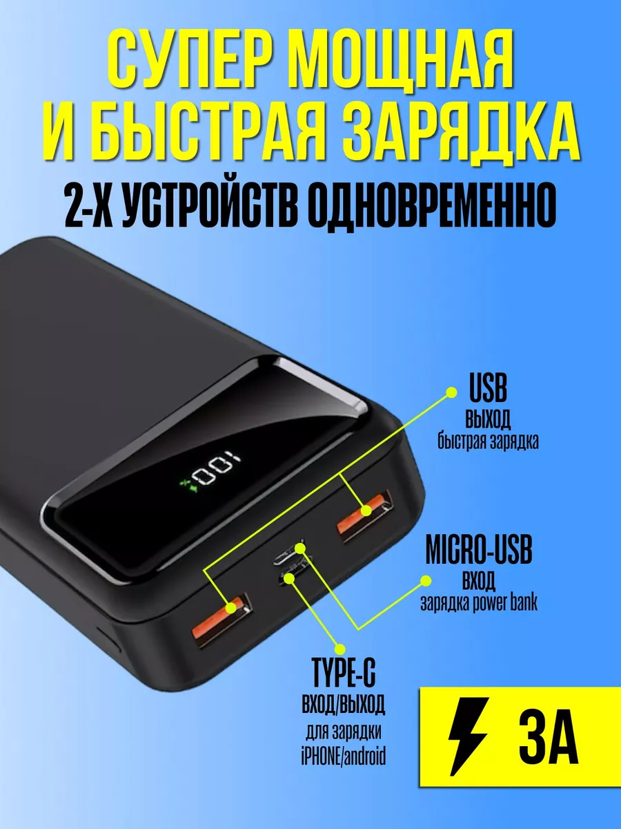 Повербанк 40000 mah пауэрбанк powerbank купить по цене 200 600 сум в  интернет-магазине Wildberries в Узбекистане | 182643818