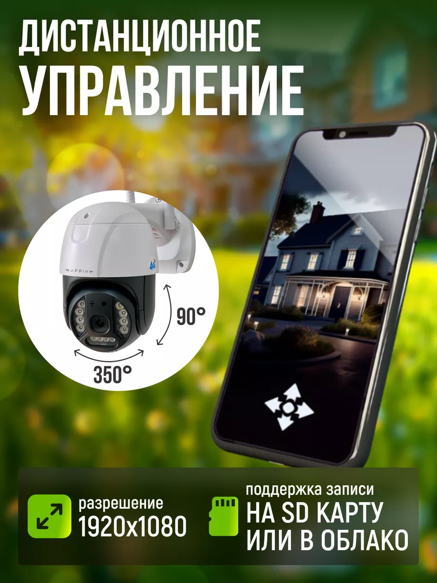 Камера видеонаблюдения уличная и для дома 4g APPIX купить по цене 1 848 ₽ в  интернет-магазине Wildberries | 185439537