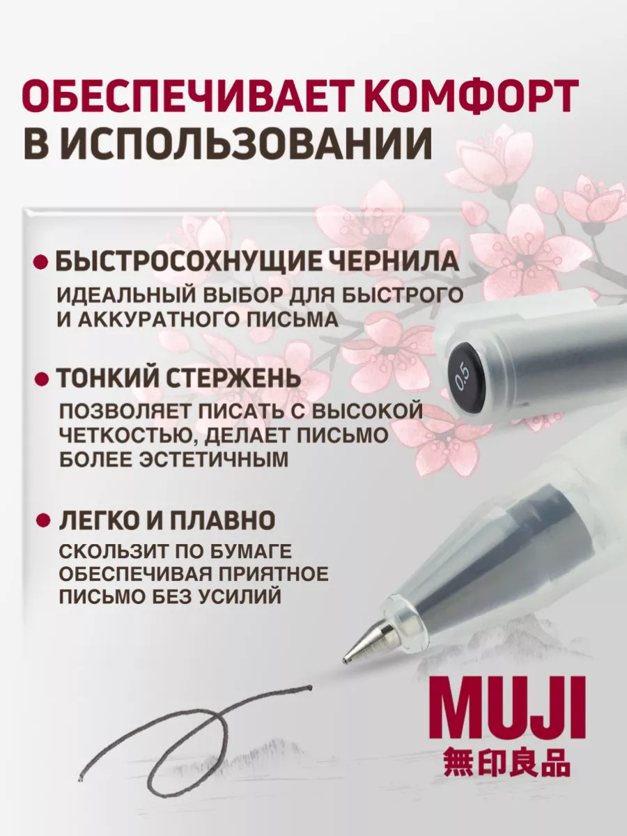 Гелевая ручка черная 0,5 мм MUJI купить по цене 350 ₽ в интернет-магазине  Wildberries | 185523388