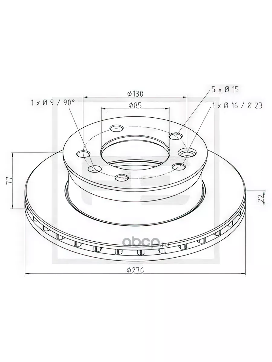 Тормозной диск вентилл 275 130x22 77 5n PE Automotive купить по цене 2 920  ₽ в интернет-магазине Wildberries | 185991334