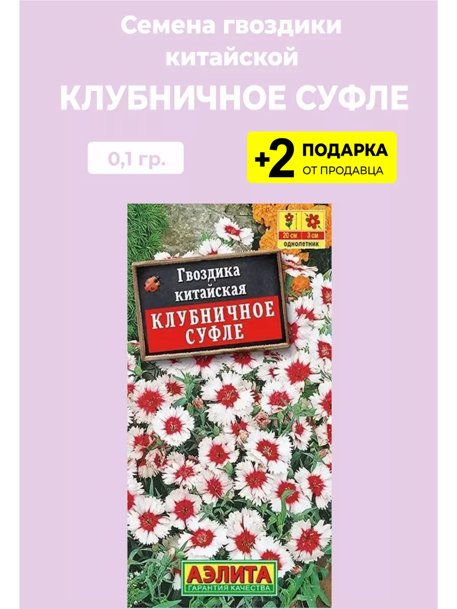 Семена Гвоздика китайская Клубничное суфле Вырасти дома купить по цене 130  ₽ в интернет-магазине Wildberries | 186927058